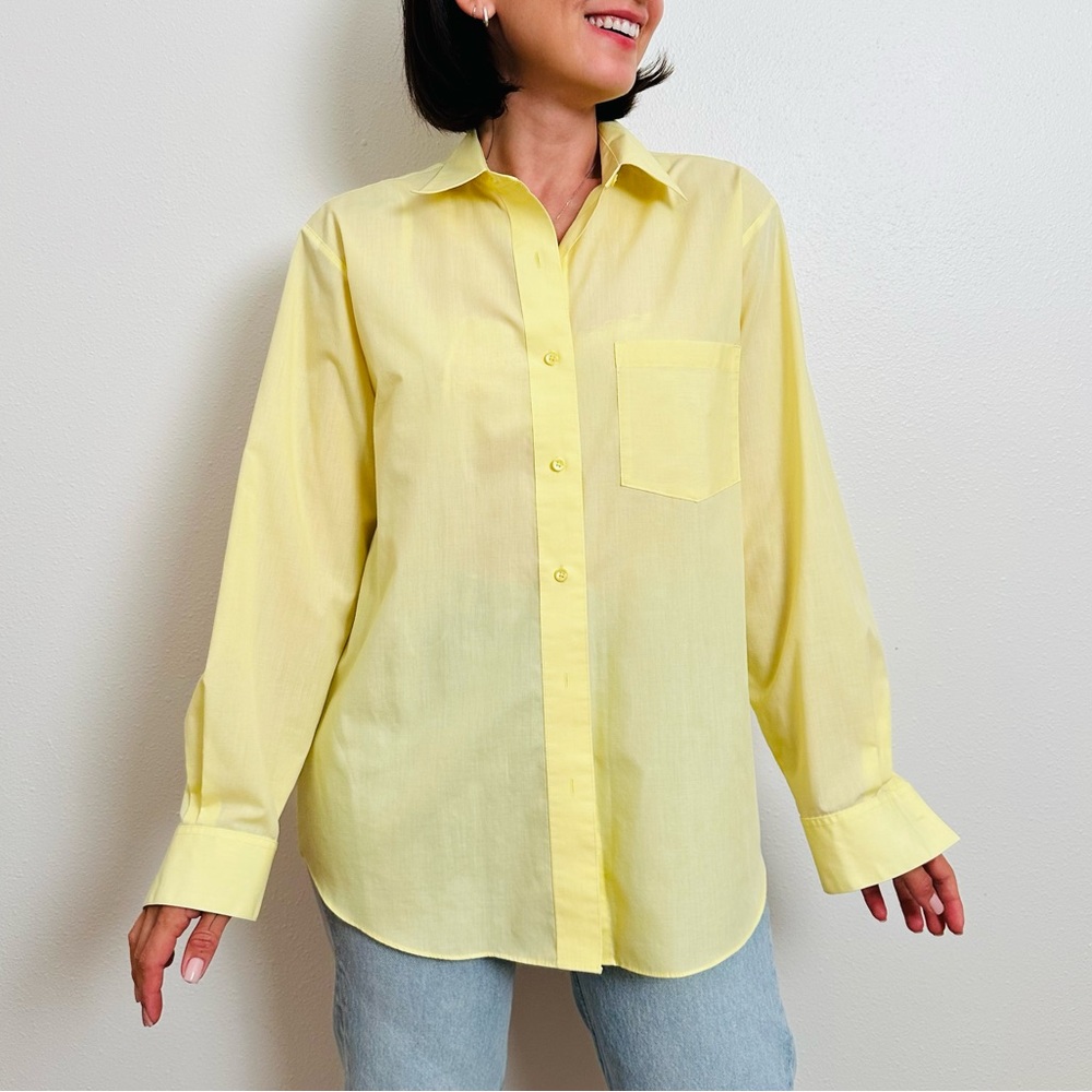 Foxcroft Sunny Yellow Button-Down Shirt Long sleeve Wrinkle Free